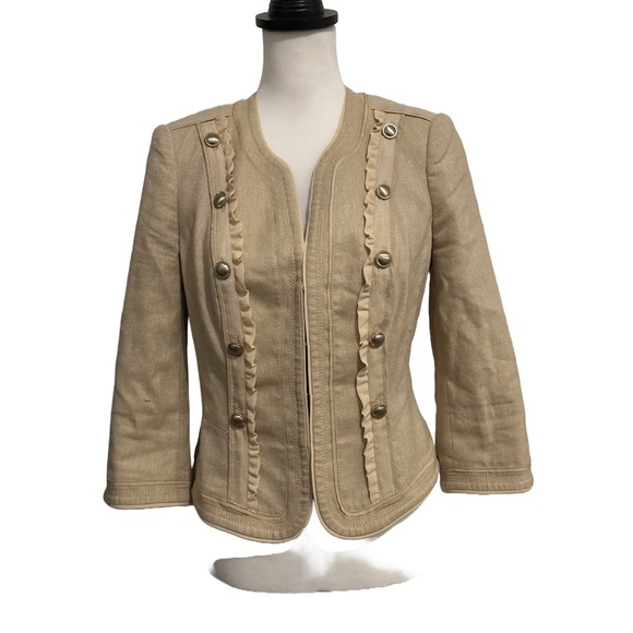 White House Black Market Jackets & Blazers - White House Black Market Linen Blend Khaki Jacket Size 6